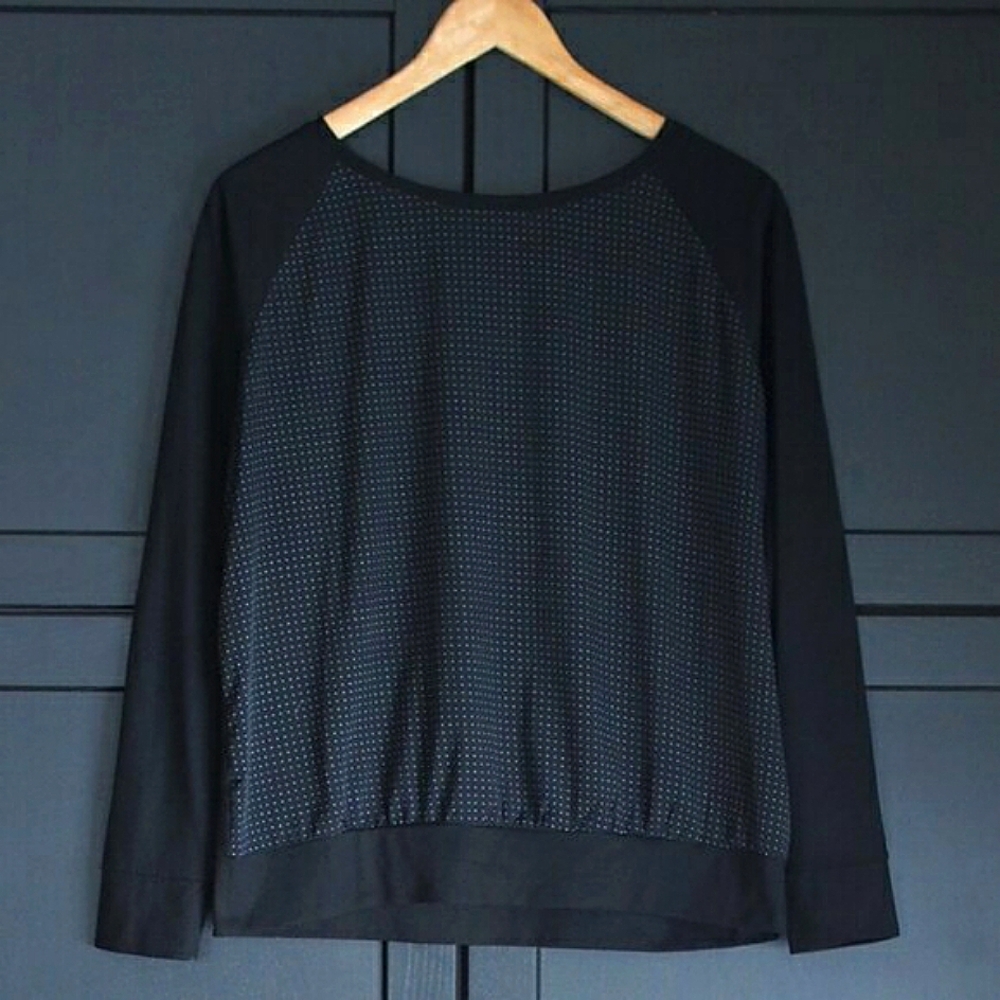 Joe Fresh | Raglan Chiffon/Solid Mix Polka Dot Top